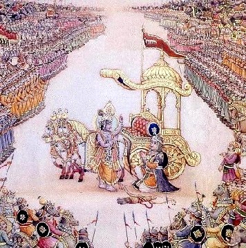 Bhagavad-gita - Krishna e Arjuna antes da batalha