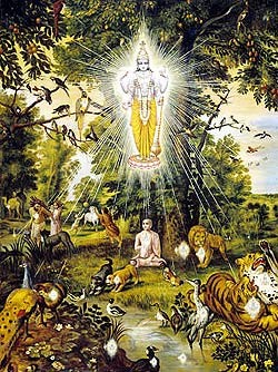 Senhor Sri Krishna em Seu aspecto todo-penetrante - Paramatma ou Superalma - dentro de cada átomo e no coração de todos seres vivos