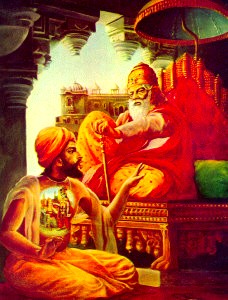 Sanjaya narra os acontecimentos ao rei cego Dritarasthra