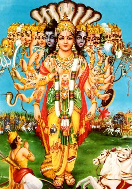 Arjuna admira a Forma Universal de Krishna - Visvarupa